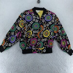 Spenser Jeremy Jacket Womens Medium Silk Bomber Geometric Print Bright Colorful